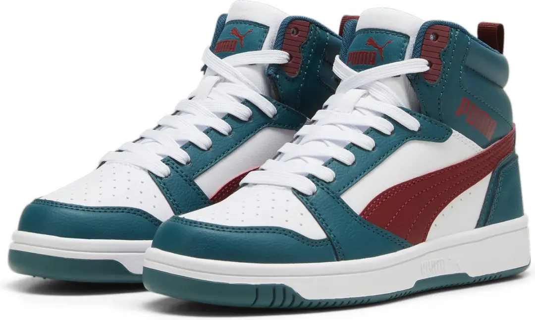 PUMA Puma Rebound V6 Mid Jr Unisex Sneakers - Cold Green-Alpine Snow-Intense Red