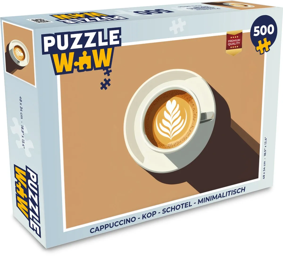 PuzzleWow Cappuccino Puzzel 500 Stuks - Kop & Schotel