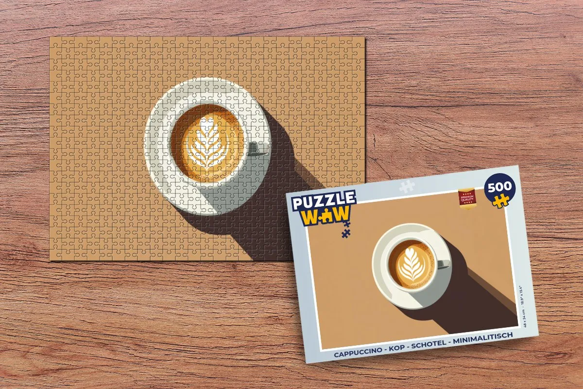 PuzzleWow Cappuccino Puzzel 500 Stuks - Kop & Schotel
