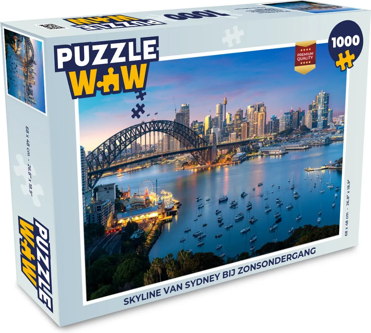 PuzzleWow Skyline Sydney Zonsondergang Legpuzzel 1000 Stuks - Multicolor