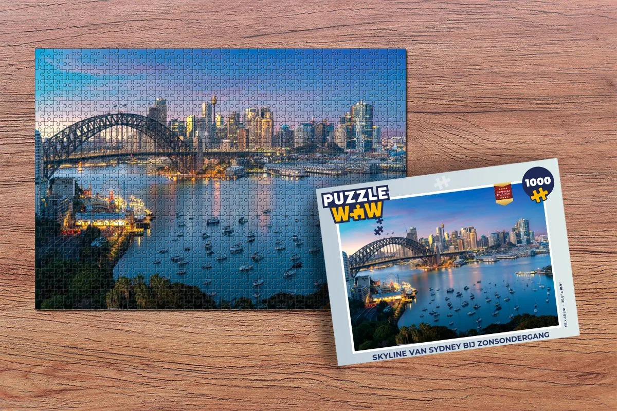 PuzzleWow Skyline Sydney Zonsondergang Legpuzzel 1000 Stuks - Multicolor