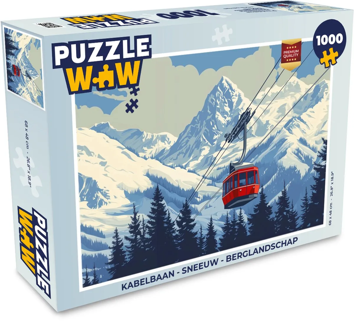 PuzzleWow Kabelbaan Sneeuw Berglandschap Legpuzzel 1000 Stuks