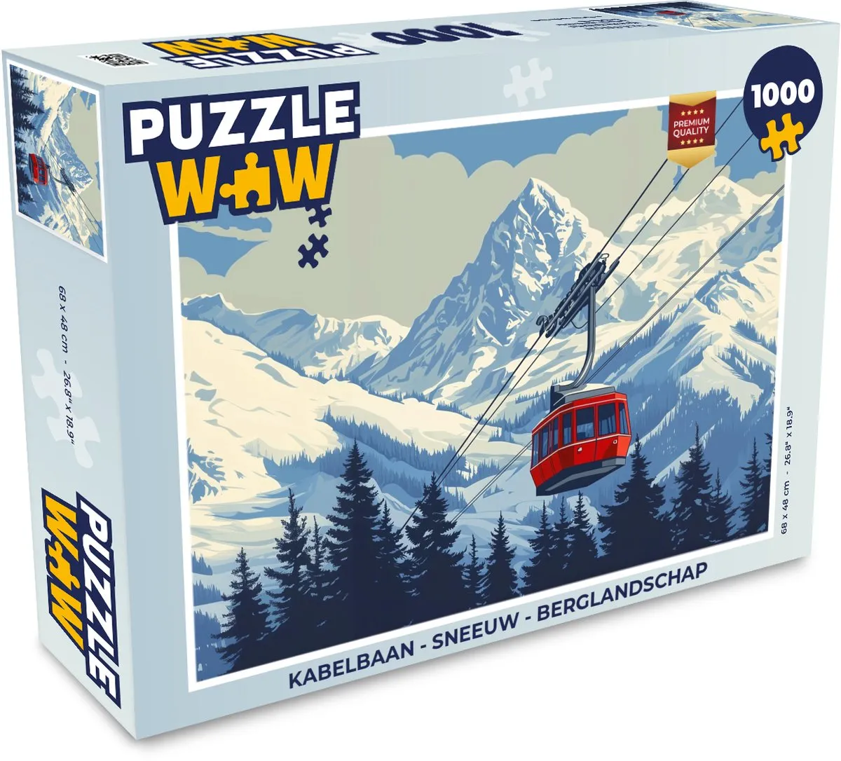 PuzzleWow Kabelbaan Sneeuw Berglandschap Legpuzzel 1000 Stuks