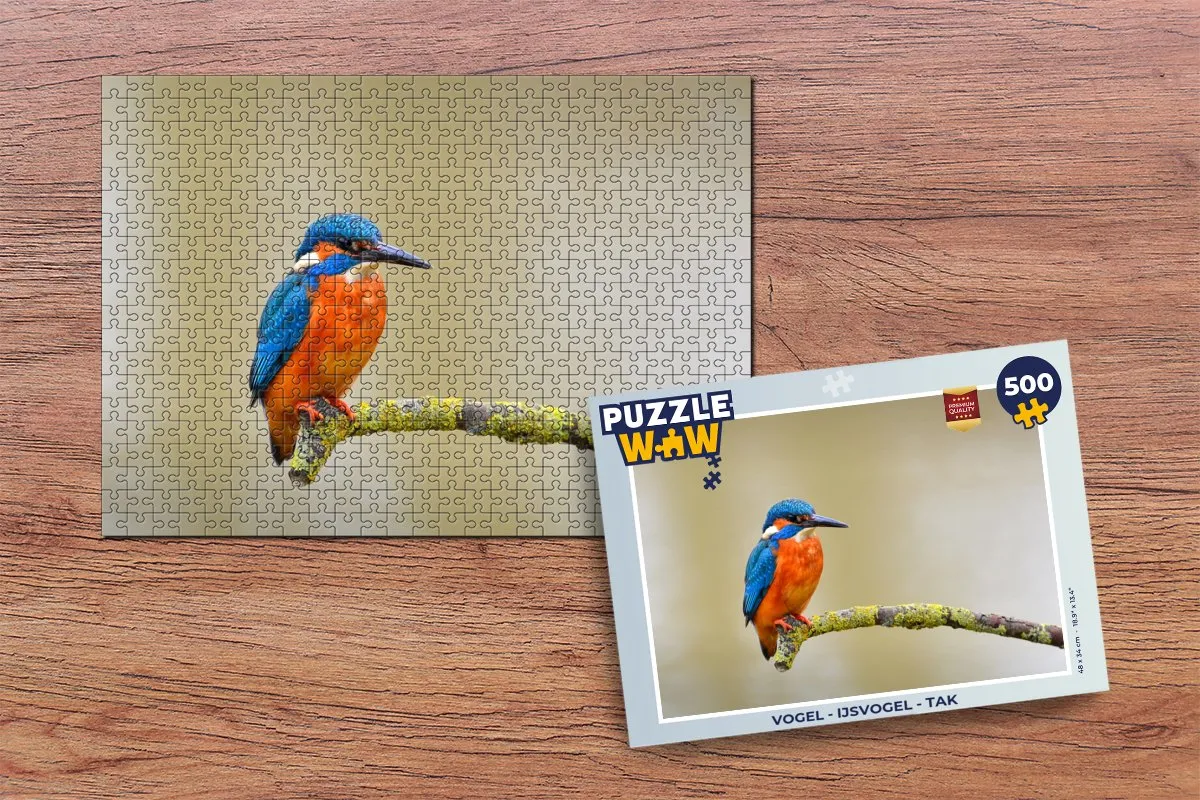PuzzleWow Vogel - IJsvogel Tak Legpuzzel 500 Stuks - Multicolor
