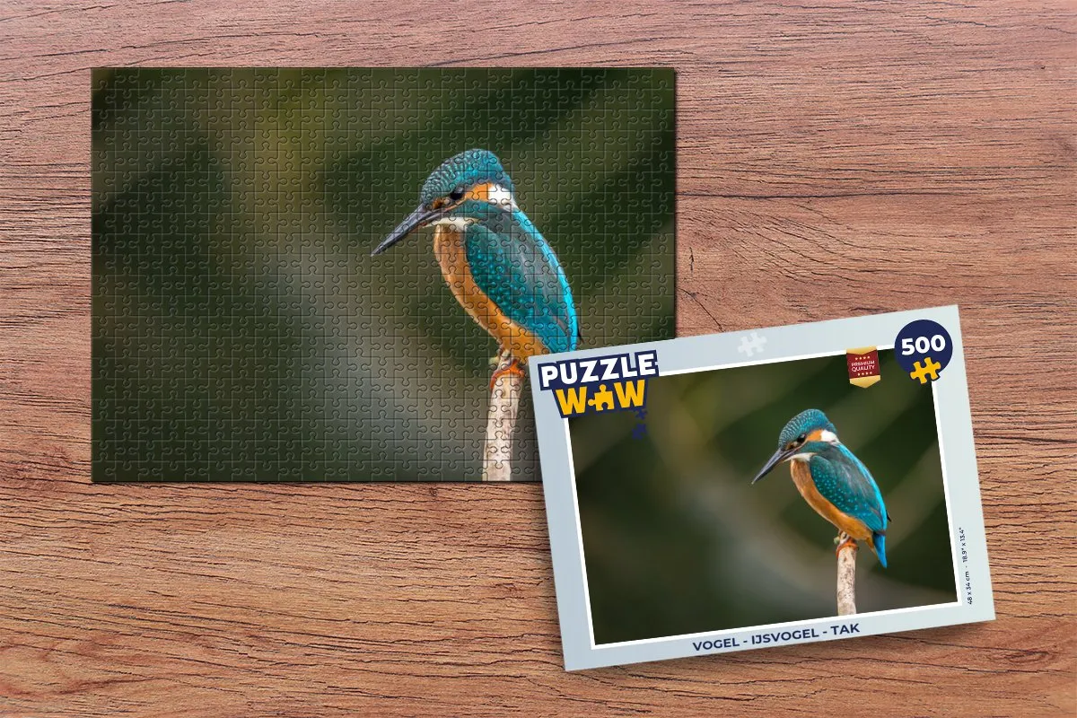 PuzzleWow Vogel - IJsvogel Tak Legpuzzel 500 Stuks - Multicolor