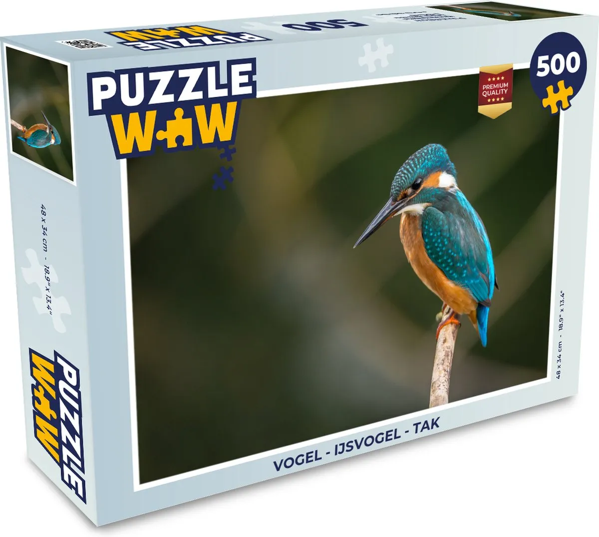 PuzzleWow Vogel - IJsvogel Tak Legpuzzel 500 Stuks - Multicolor