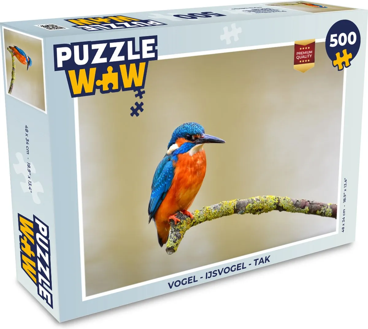PuzzleWow Vogel - IJsvogel Tak Legpuzzel 500 Stuks - Multicolor