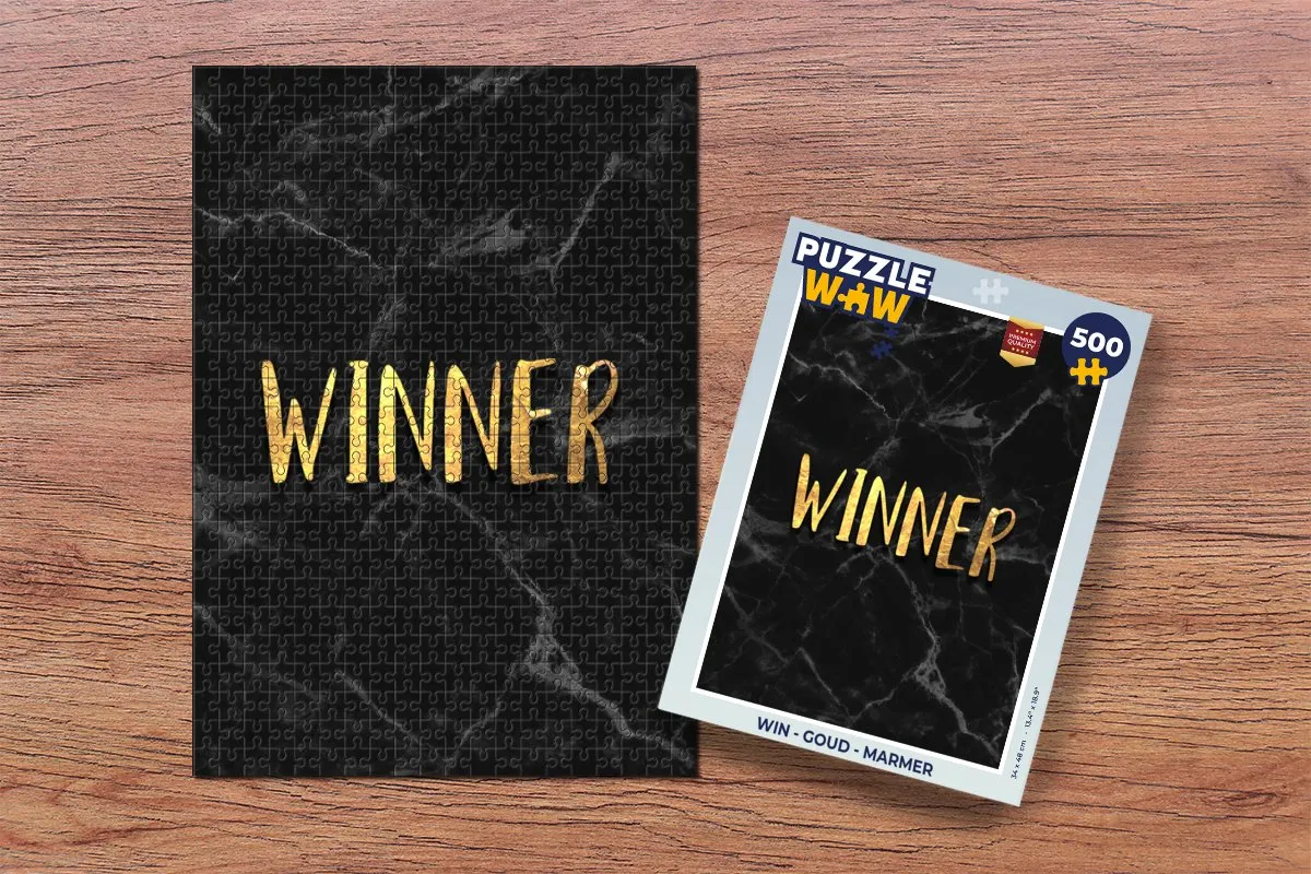 PuzzleWow Legpuzzel 500 Stuks - Marmerprint - Goud