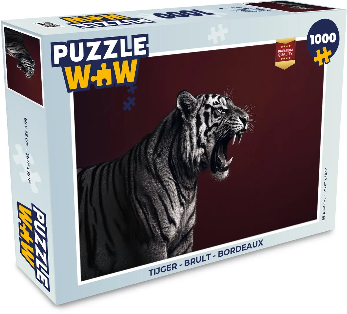 PuzzleWow Tijger - Brult Legpuzzel 1000 Stuks - Bordeaux