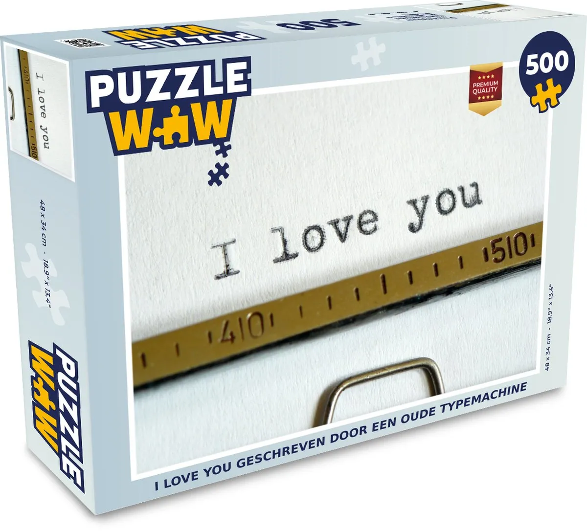 PuzzleWow I Love You Typemachine Legpuzzel 500 Stuks - Multicolor