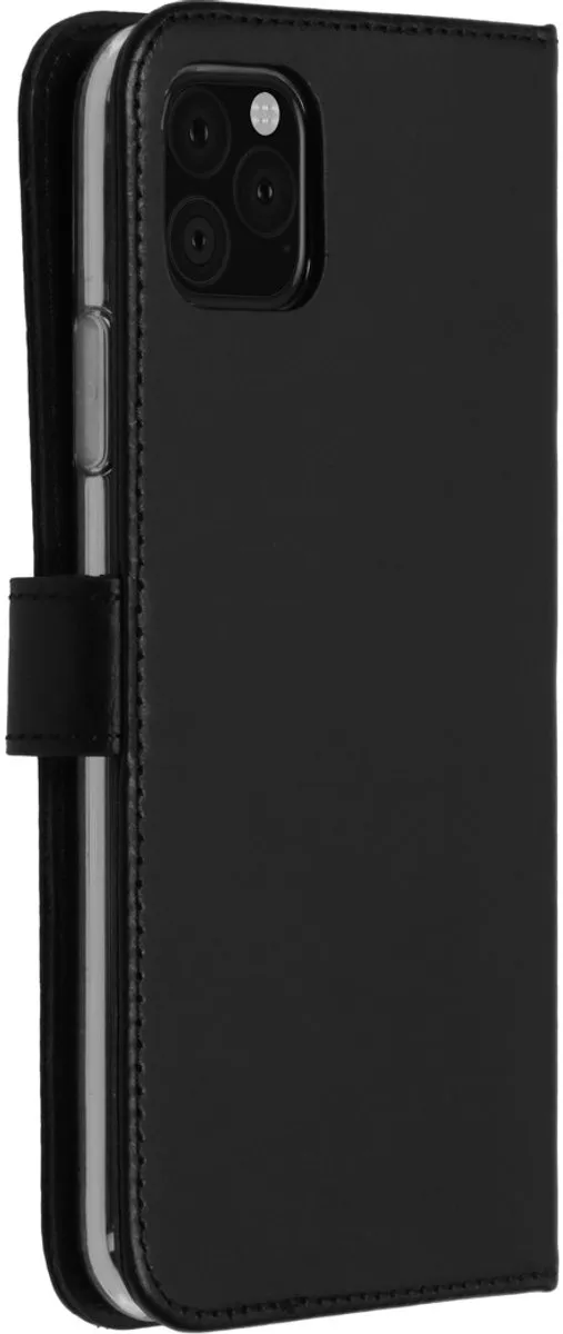 Selencia Hoesje iPhone 11 Pro Max Echt Lederen Bookcase - 3 Pasjes - Zwart