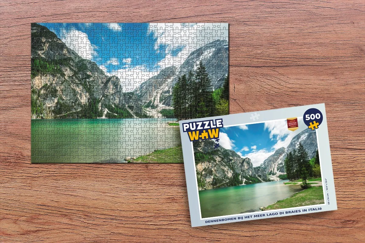 PuzzleWow Legpuzzel Dennenbomen Lago di Braies 500 Stuks - Multicolor