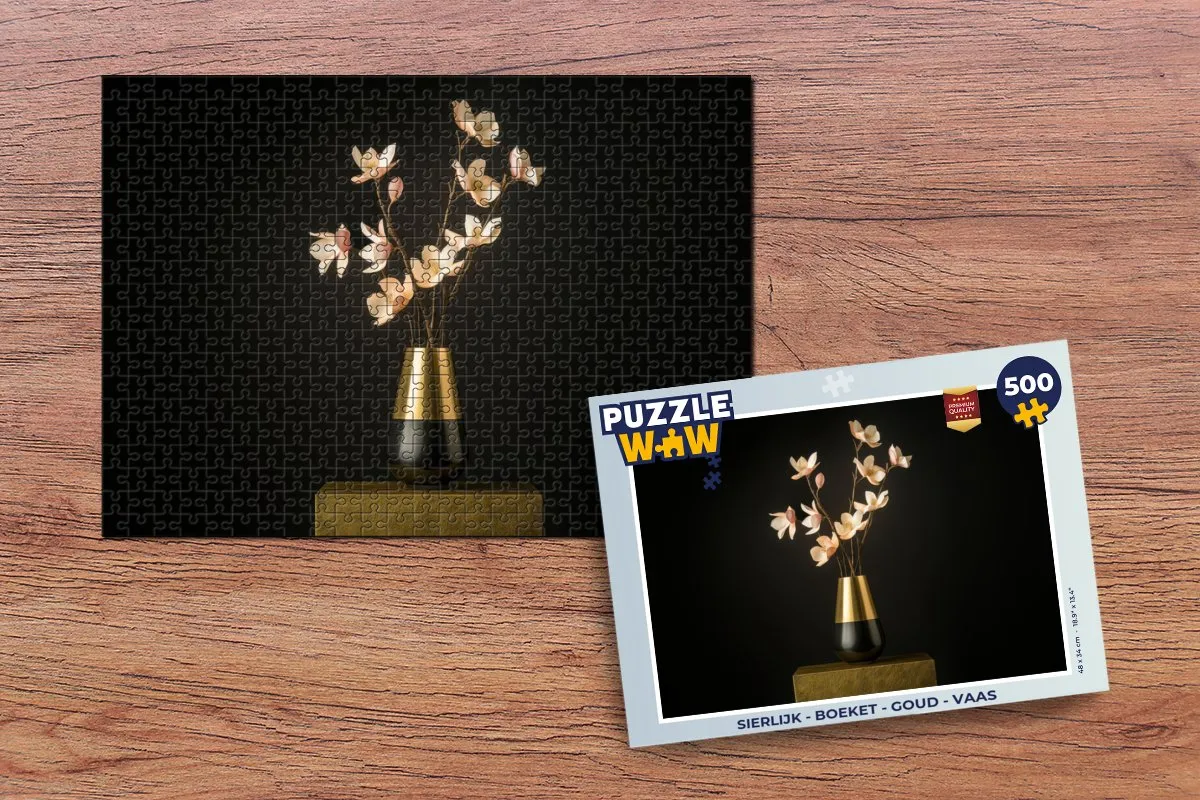PuzzleWow Boeket Legpuzzel 500 Stuks - Goud