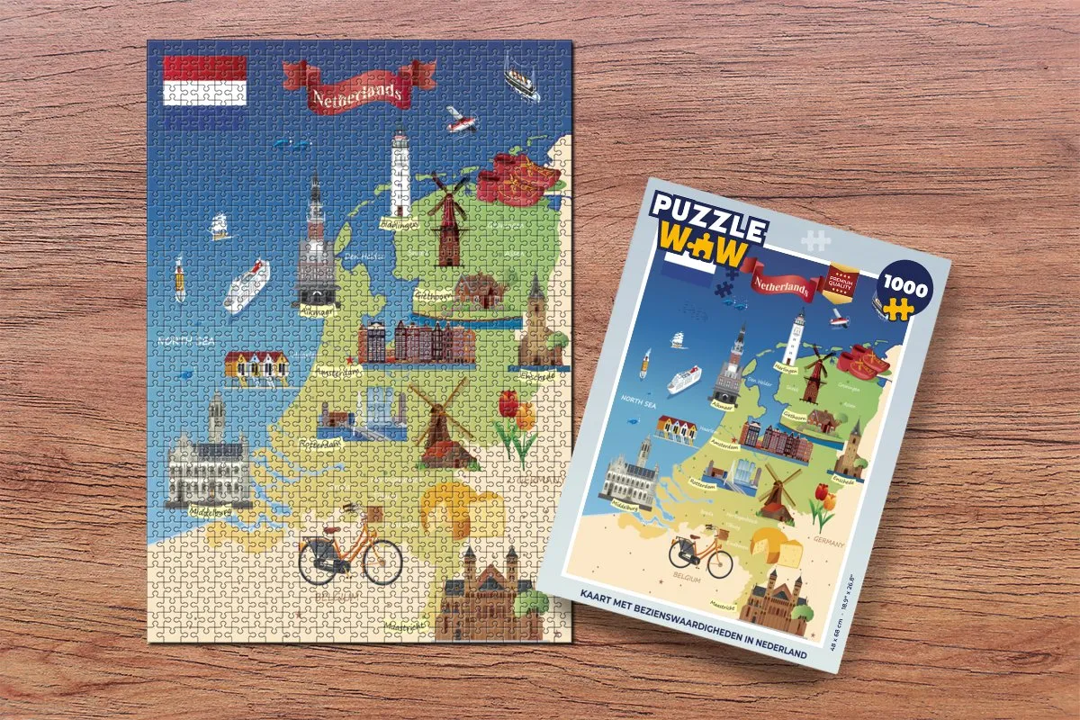 PuzzleWow Puzzel Nederland 1000 Stuks - Bezienswaardigheden - Multicolor