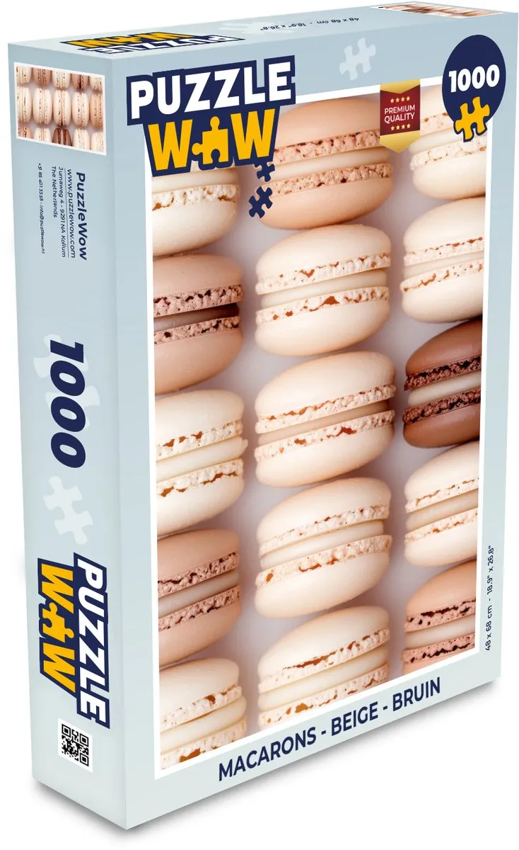 PuzzleWow Macarons Legpuzzel 1000 Stuks - Beige/Bruin