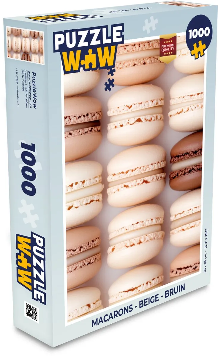 PuzzleWow Macarons Legpuzzel 1000 Stuks - Beige/Bruin