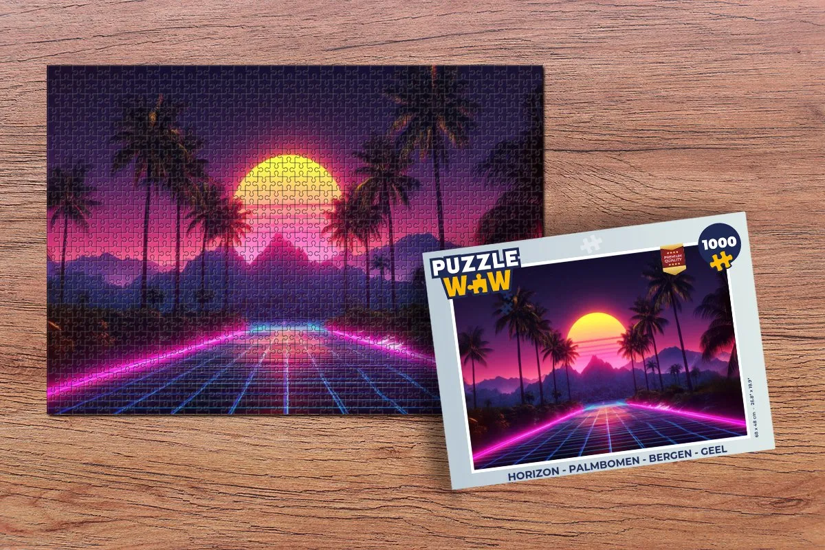 PuzzleWow Horizon Legpuzzel 1000 Stuks - Palmbomen & Bergen