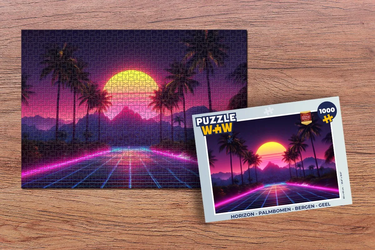 PuzzleWow Horizon Legpuzzel 1000 Stuks - Palmbomen & Bergen