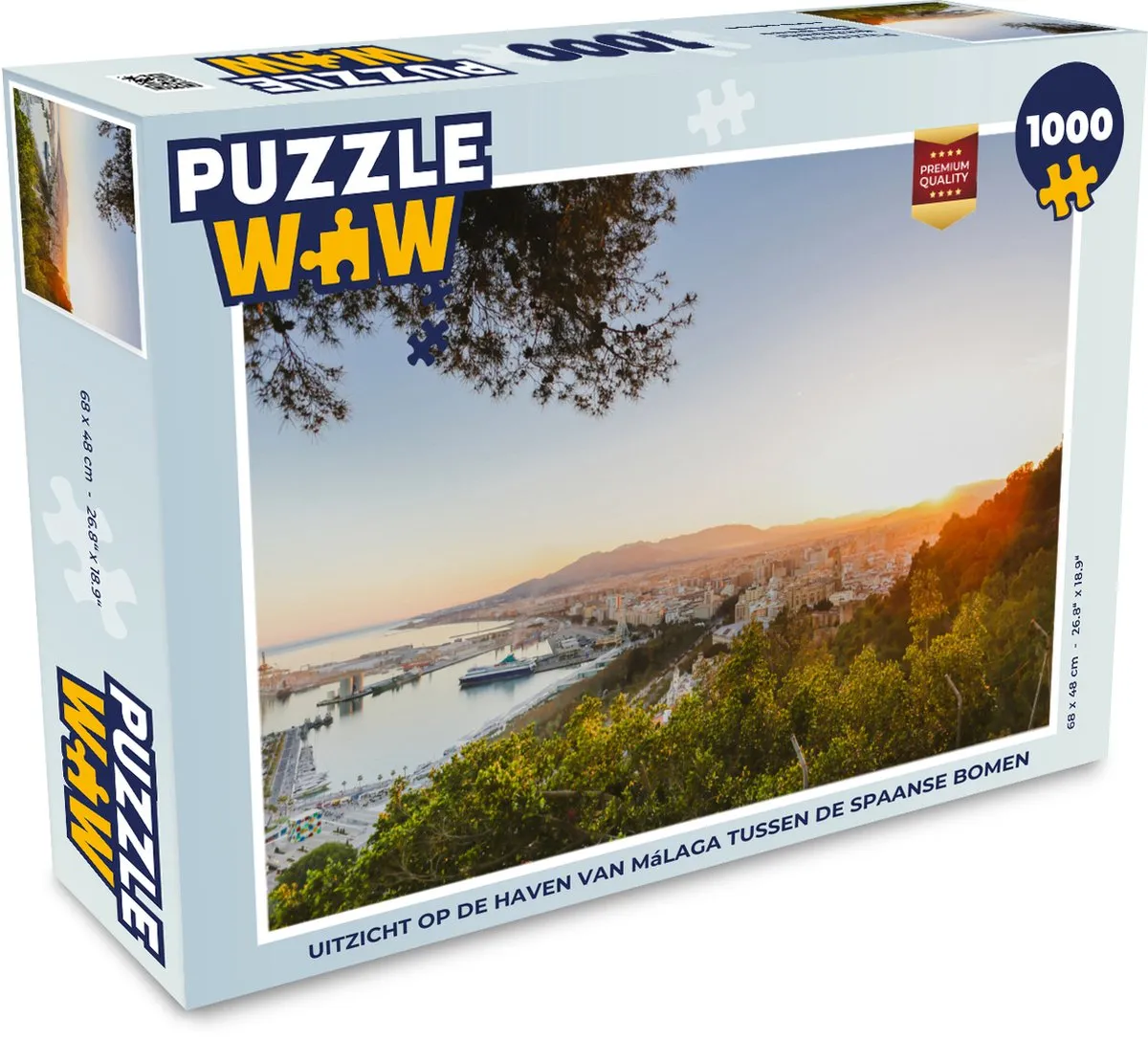 PuzzleWow Legpuzzel Uitzicht Málaga 1000 Stuks - Multicolor