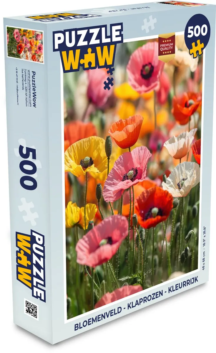PuzzleWow Bloemenveld Klaprozen Legpuzzel 500 Stuks - MPN 8721173242715