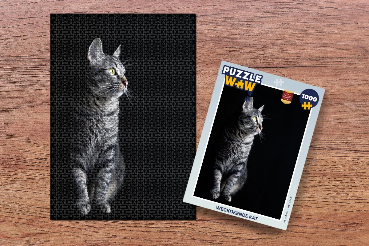 PuzzleWow Wegkijkende Kat Legpuzzel 1000 Stuks - Multicolor