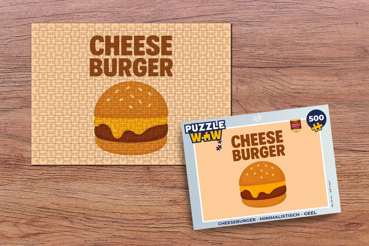 PuzzleWow Cheeseburger Legpuzzel 500 Stuks - Geel