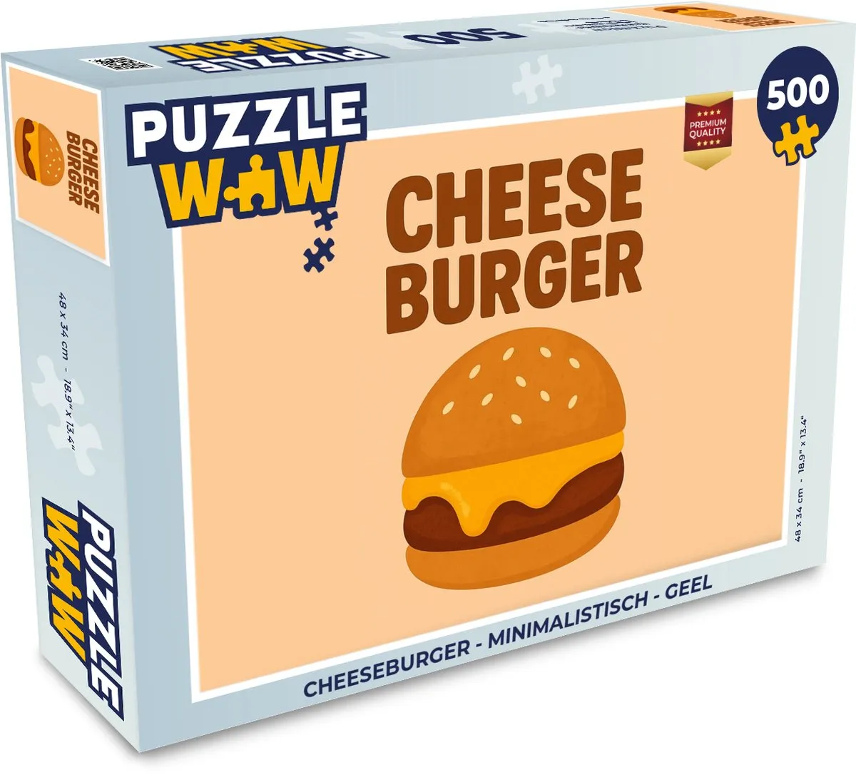 PuzzleWow Cheeseburger Legpuzzel 500 Stuks - Geel
