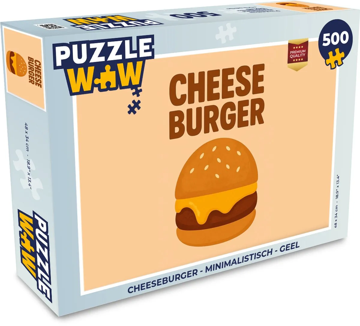 PuzzleWow Cheeseburger Legpuzzel 500 Stuks - Geel