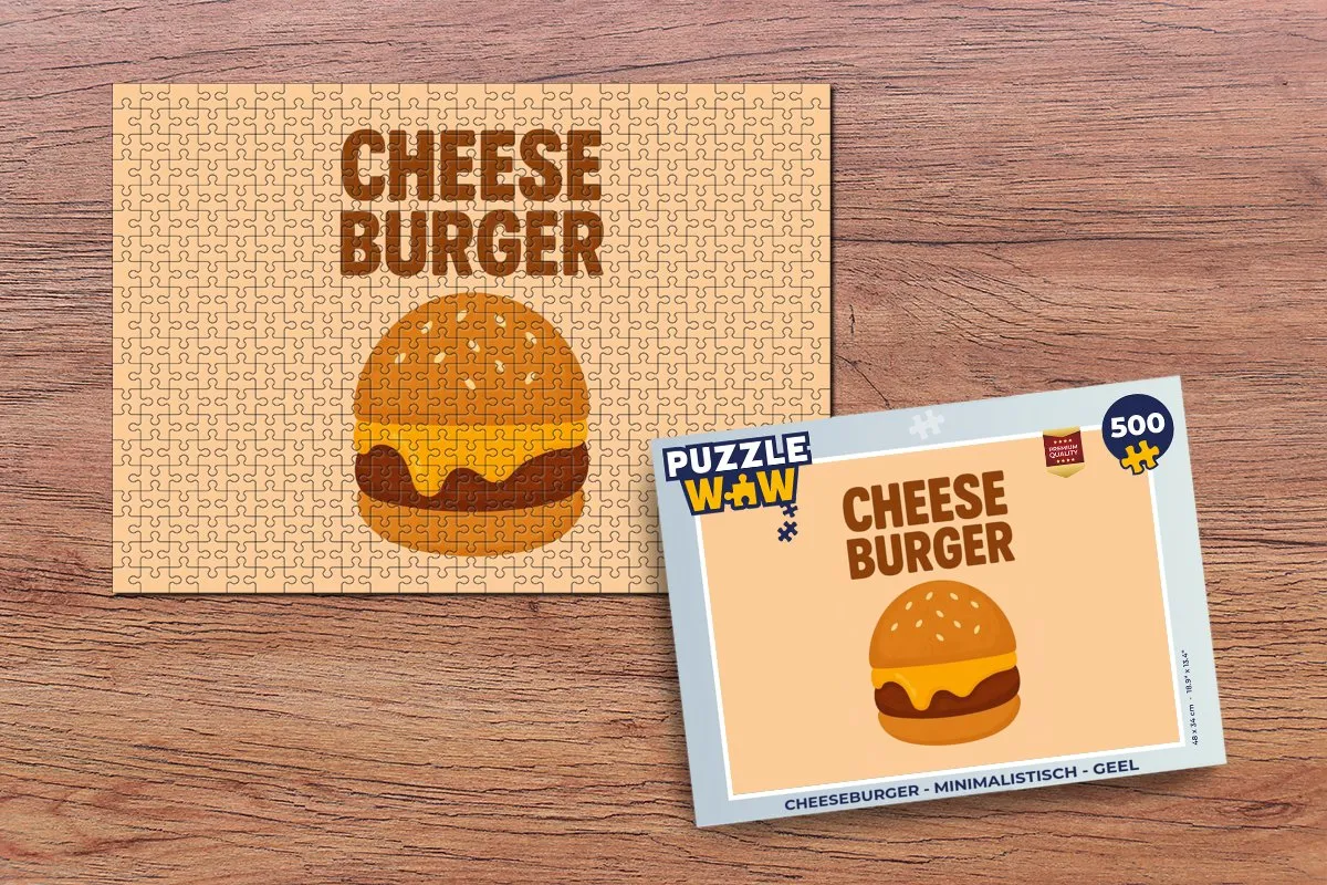 PuzzleWow Cheeseburger Legpuzzel 500 Stuks - Geel