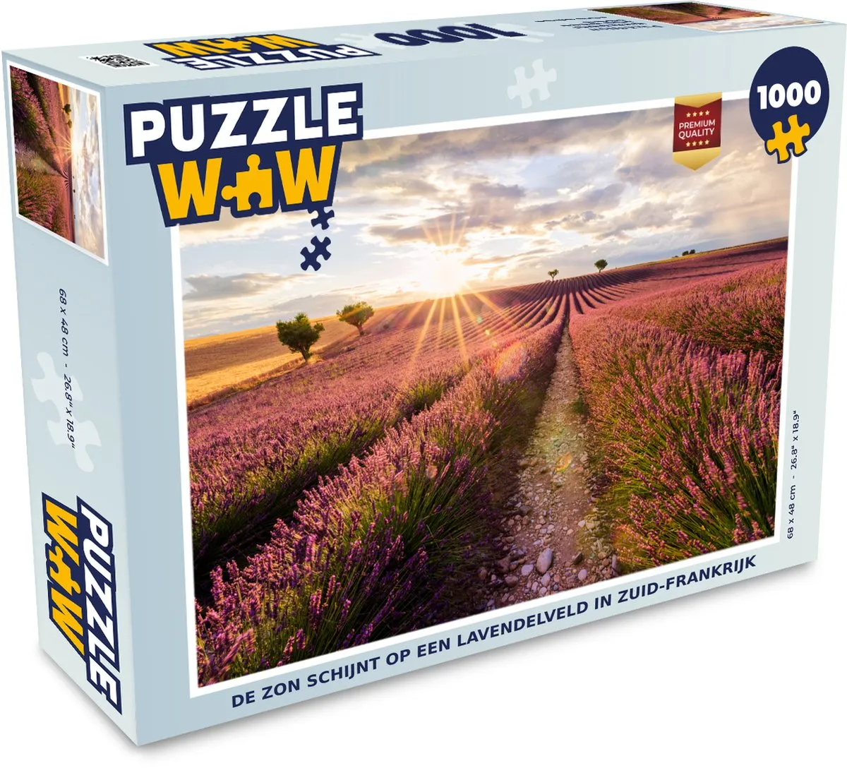 PuzzleWow Legpuzzel De zon schijnt op lavendelveld 1000 Stuks - Multicolor