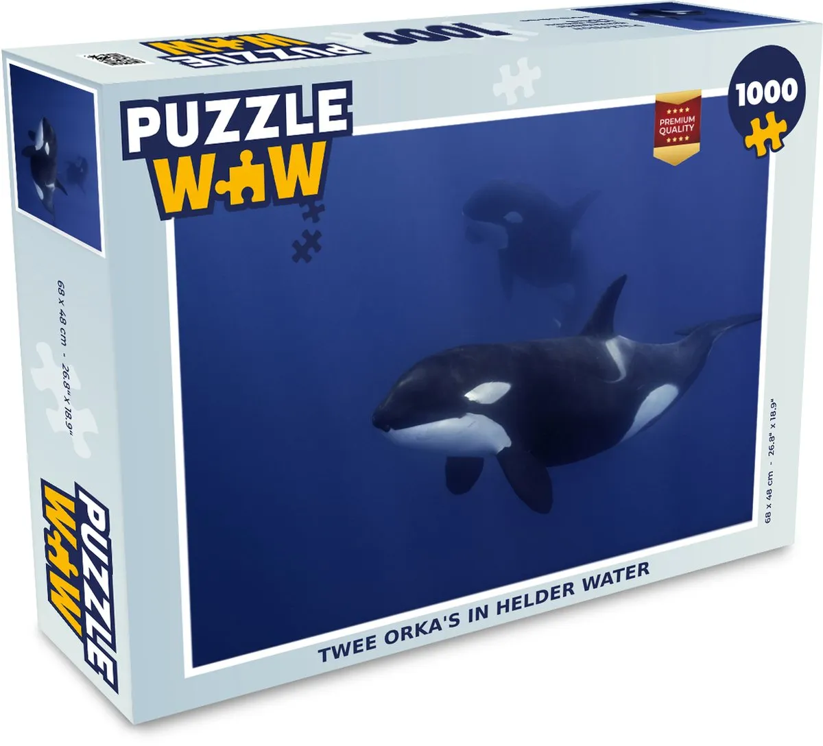 PuzzleWow Legpuzzel Twee Orka's Heldere Zee 1000 Stuks - Multicolor