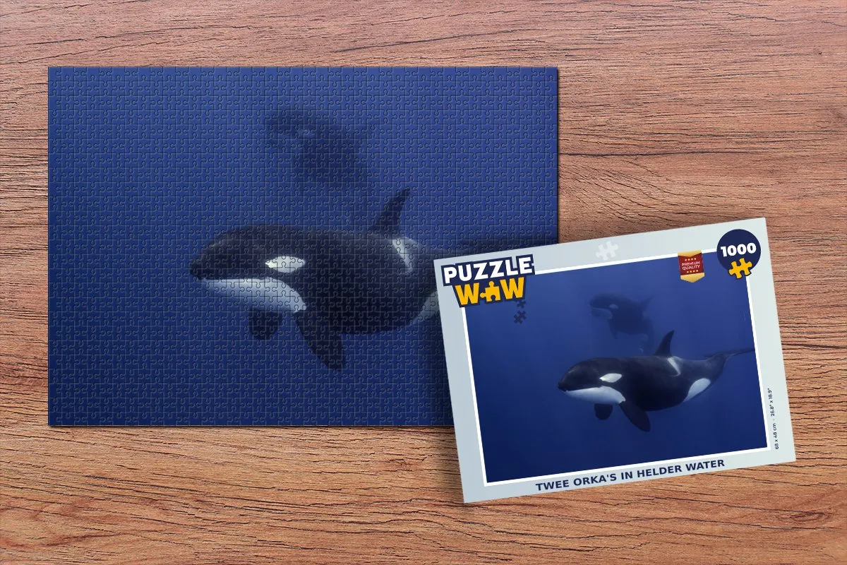 PuzzleWow Legpuzzel Twee Orka's Heldere Zee 1000 Stuks - Multicolor