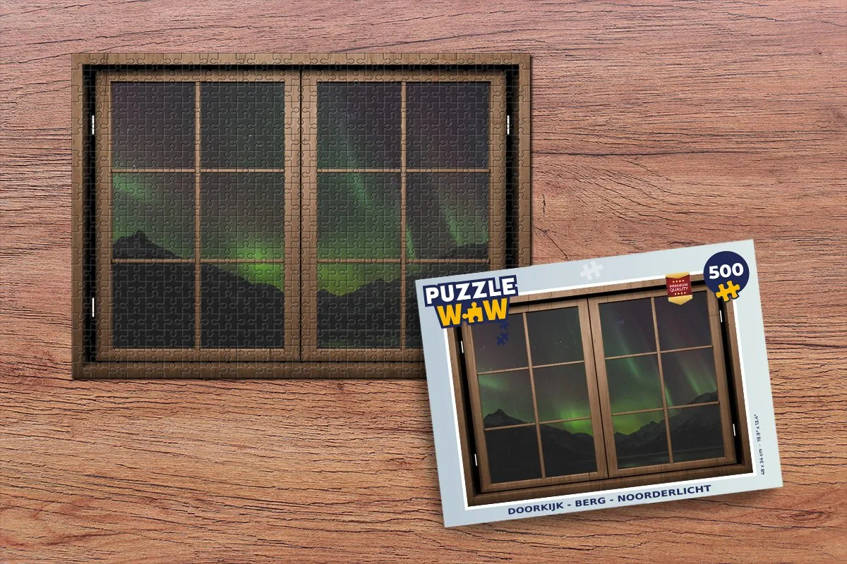 PuzzleWow Doorkijk Berg Noorderlicht Legpuzzel 500 Stuks - Multicolor