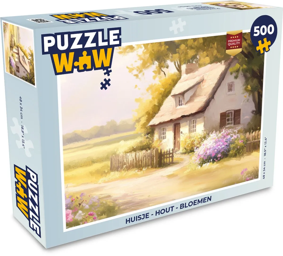 PuzzleWow Huisje Bloemen Legpuzzel 500 Stuks - Landschap