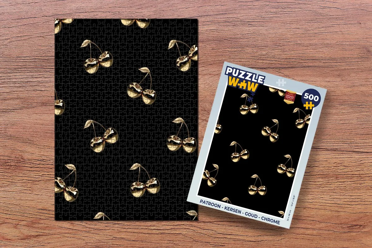 PuzzleWow Legpuzzel Kersenpatroon 500 Stuks - Goud/Zwart