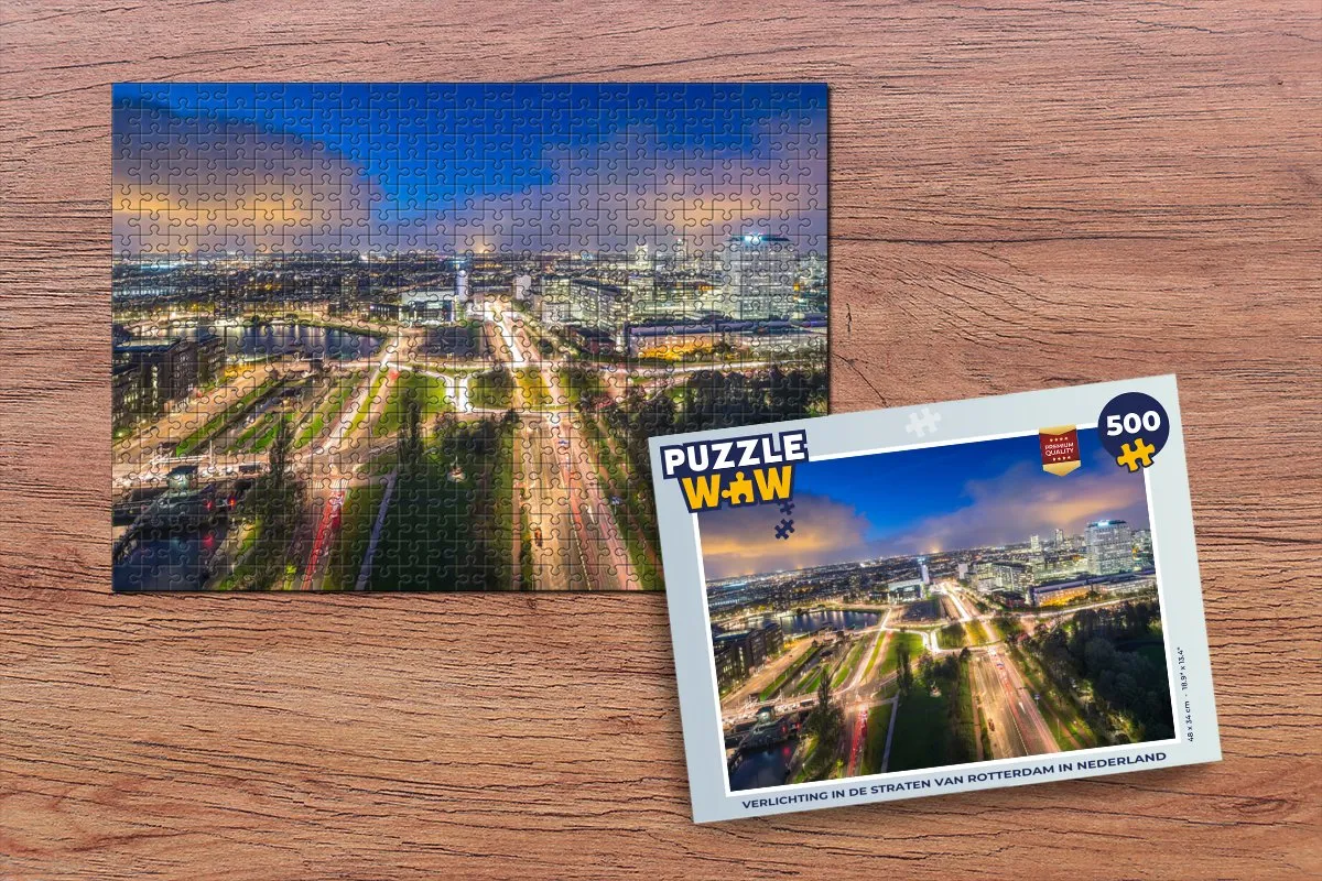 PuzzleWow Rotterdam Skyline Legpuzzel 500 Stuks - Multicolor