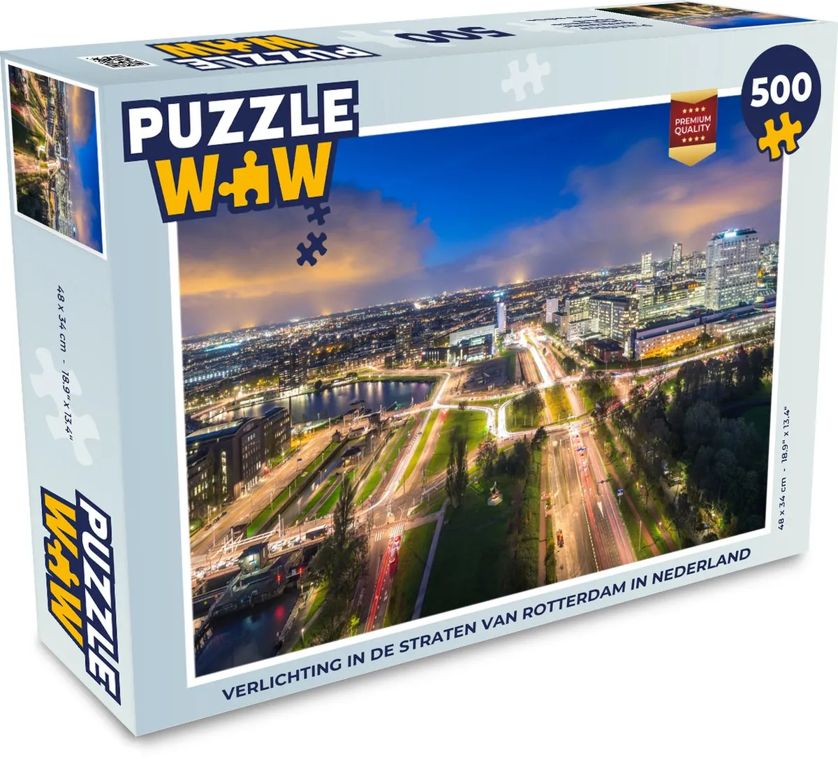 PuzzleWow Rotterdam Skyline Legpuzzel 500 Stuks - Multicolor