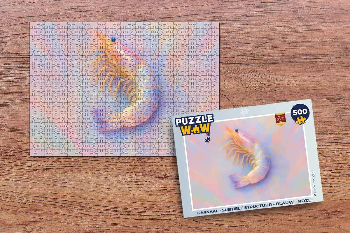 PuzzleWow Garnaal Legpuzzel 500 Stuks - Blauw Roze