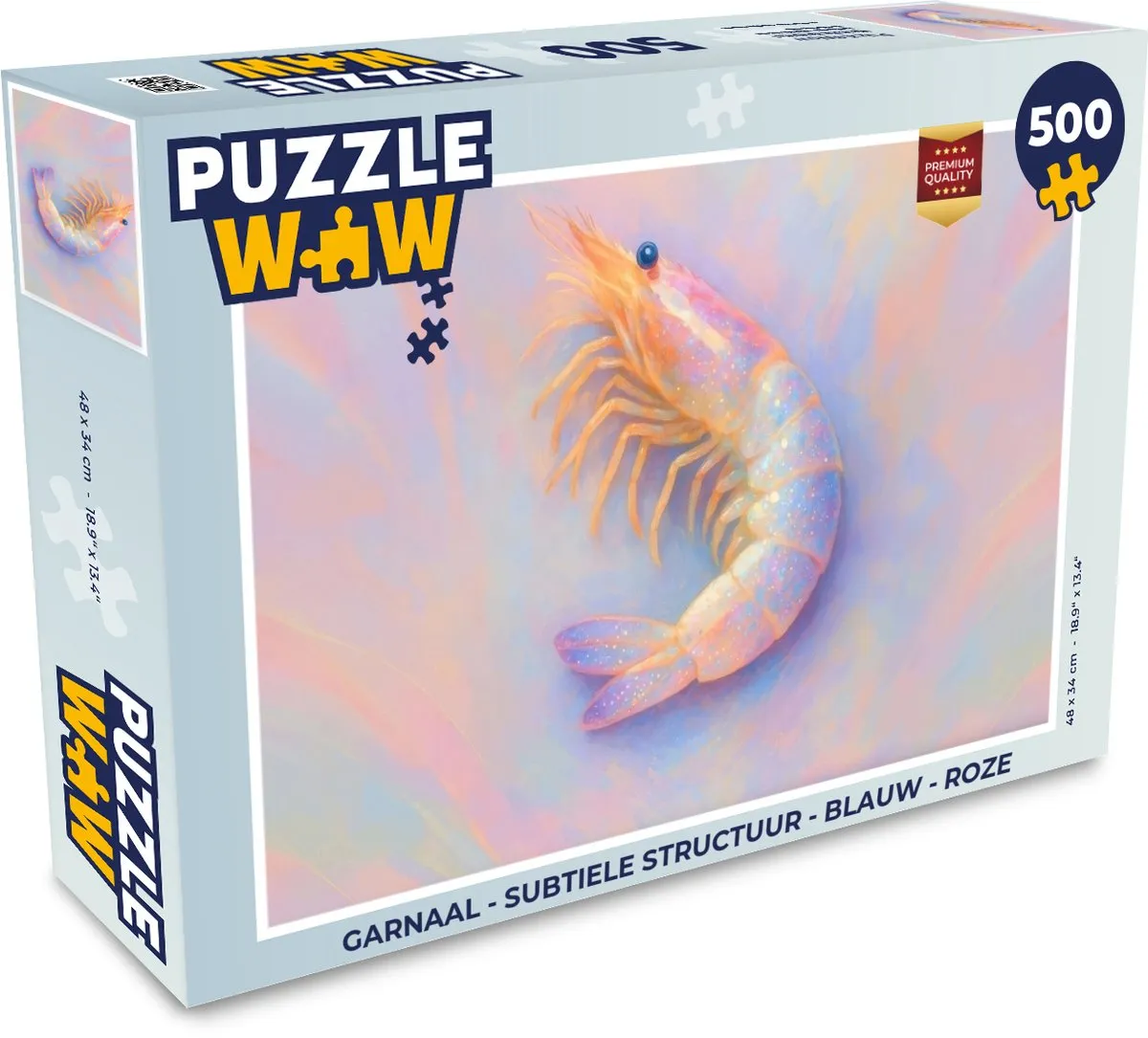 PuzzleWow Garnaal Legpuzzel 500 Stuks - Blauw Roze