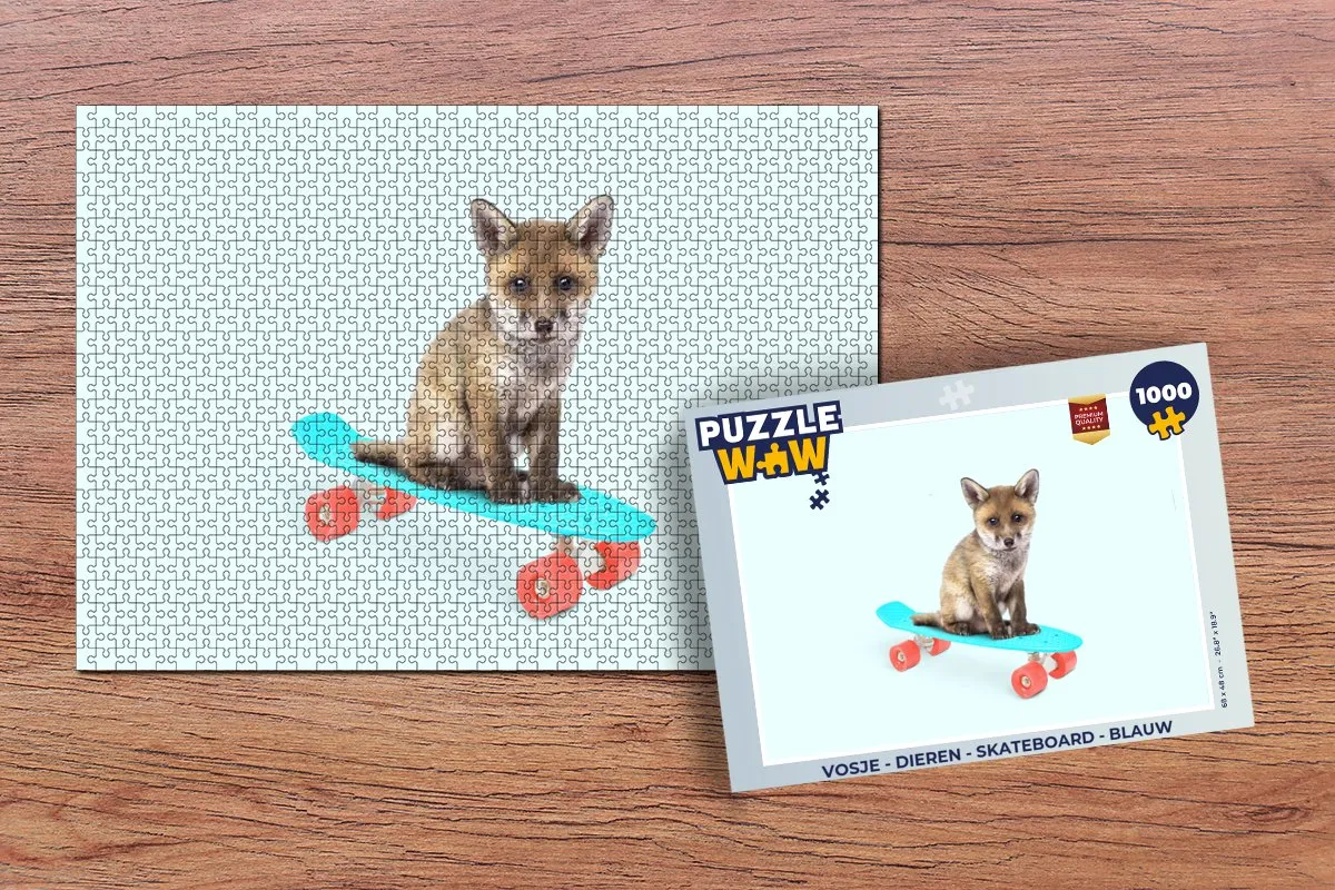PuzzleWow Vos Skateboard Legpuzzel 1000 Stuks - Multicolor