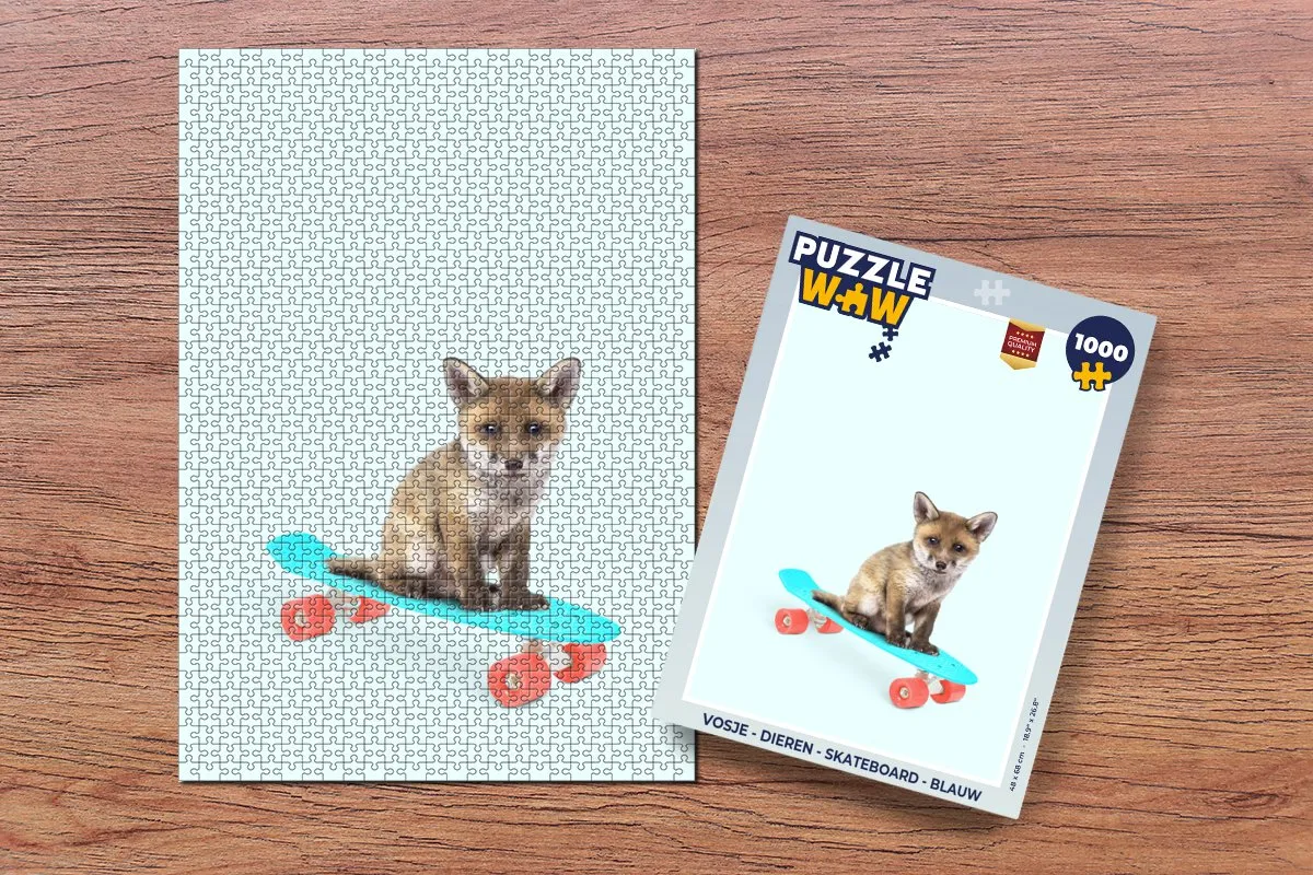 PuzzleWow Vos Skateboard Legpuzzel 1000 Stuks - Multicolor