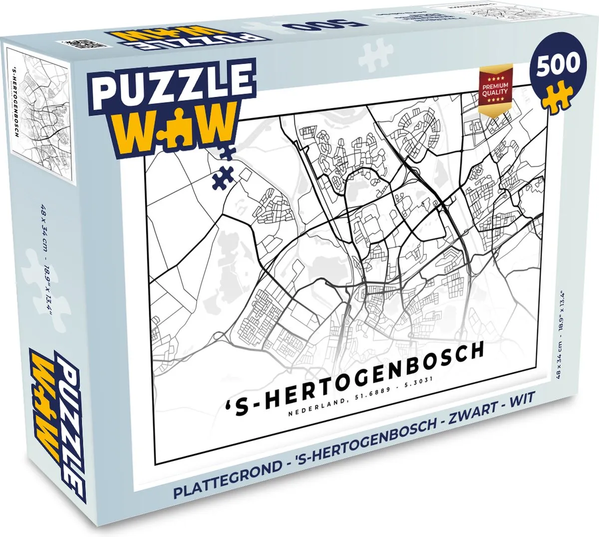 PuzzleWow 's-Hertogenbosch Plattegrond Puzzel 500 Stuks