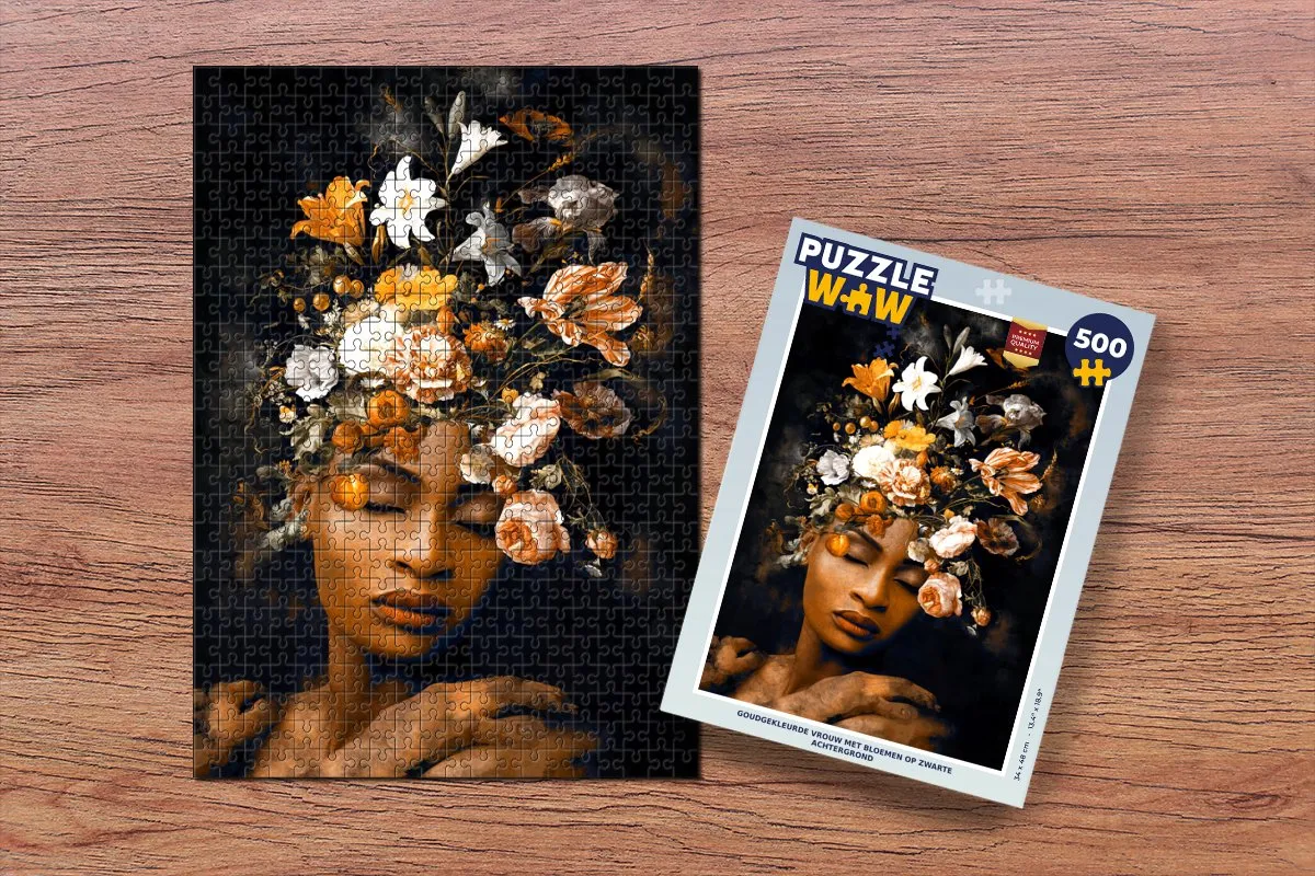 PuzzleWow Bloemen Vrouw Legpuzzel 500 Stuks - Multicolor