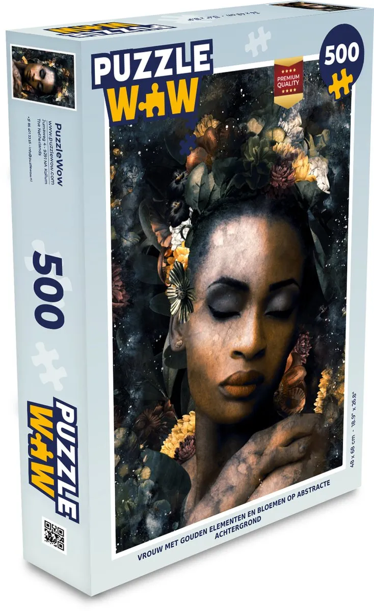 PuzzleWow Bloemen Vrouw Legpuzzel 500 Stuks - Multicolor