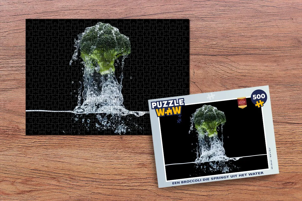 PuzzleWow Legpuzzel Broccoli Springt uit Water 500 Stuks - Multicolor