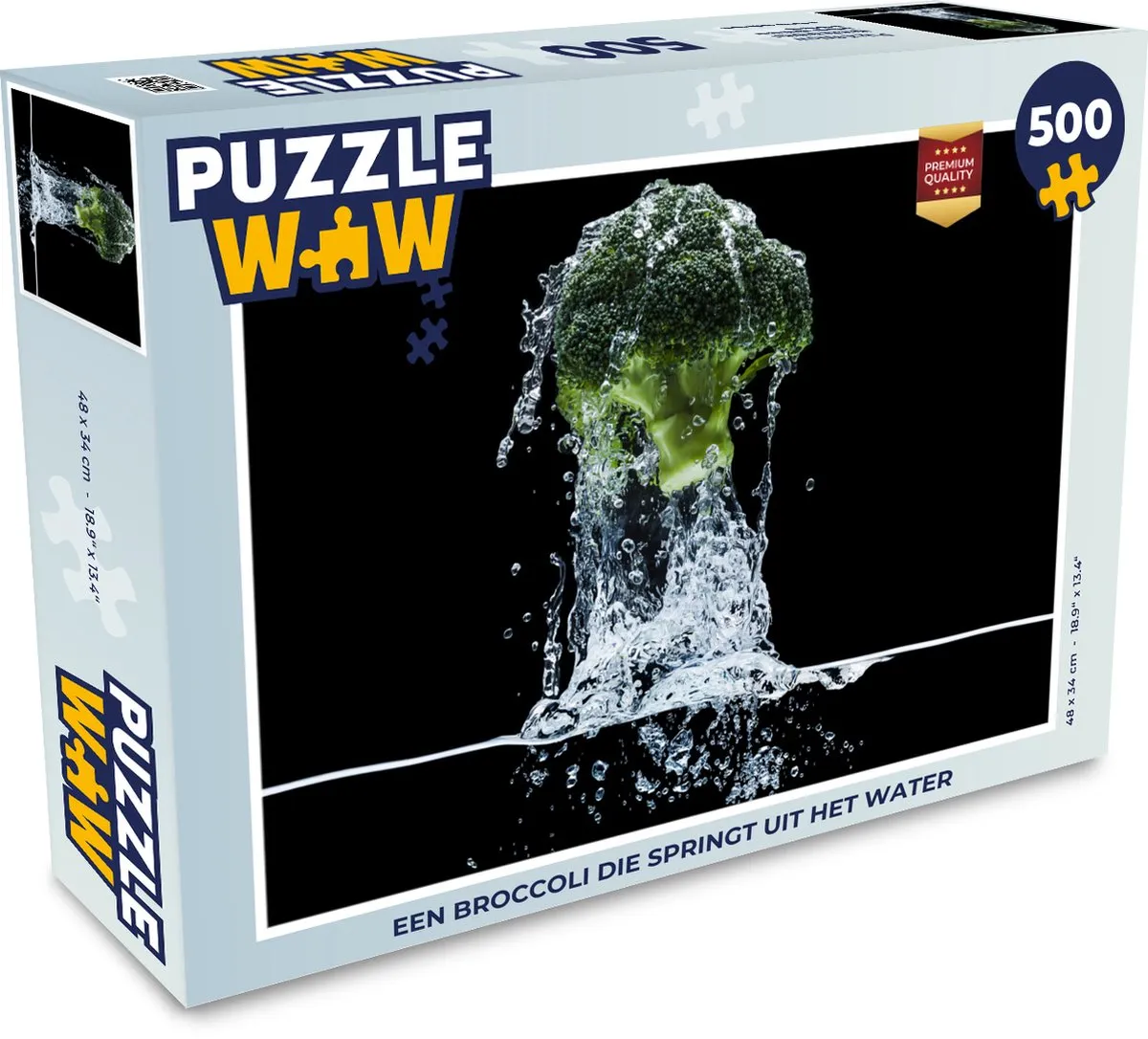 PuzzleWow Legpuzzel Broccoli Springt uit Water 500 Stuks - Multicolor