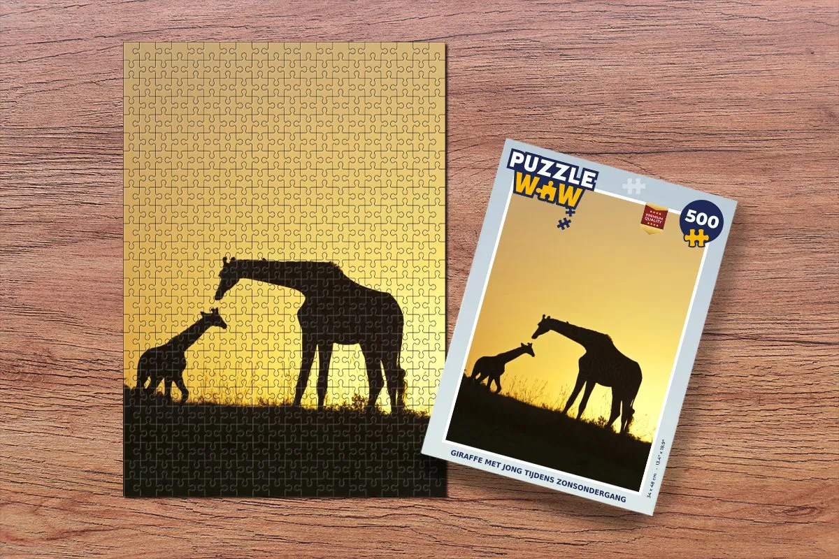 PuzzleWow Giraffe Silhouet Legpuzzel 500 Stuks - Multicolor
