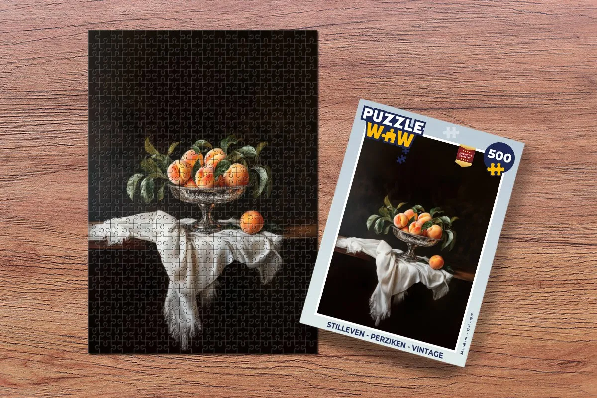 PuzzleWow Stilleven Perziken Legpuzzel 500 Stuks - MPN 8721169403472