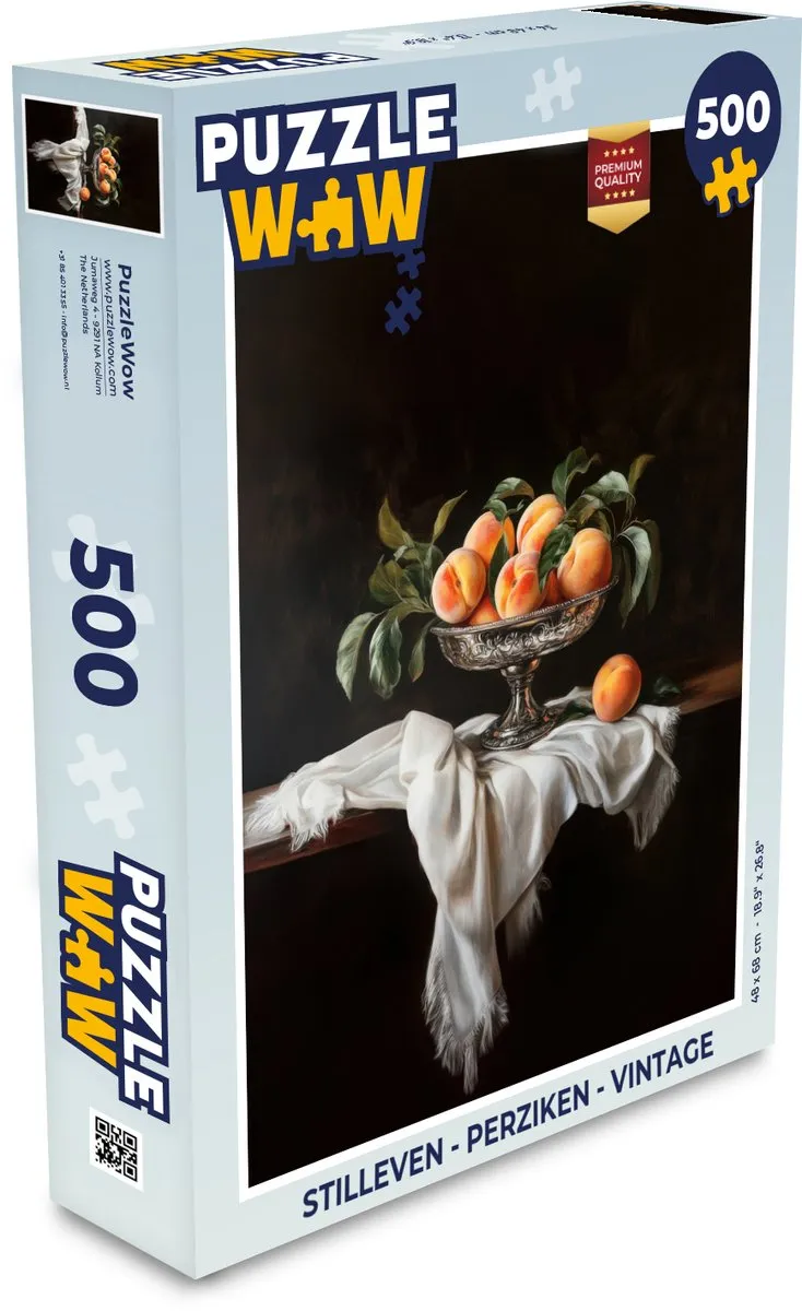 PuzzleWow Stilleven Perziken Legpuzzel 500 Stuks - MPN 8721169403472