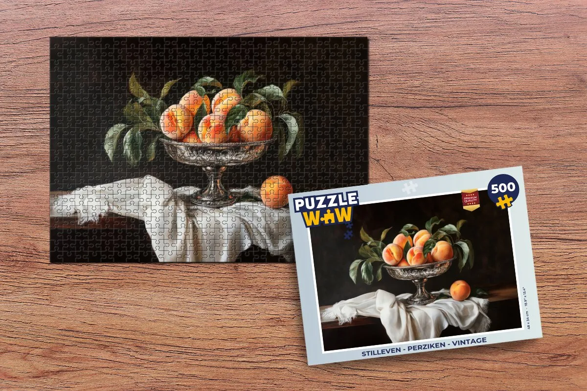 PuzzleWow Stilleven Perziken Legpuzzel 500 Stuks - MPN 8721169403472